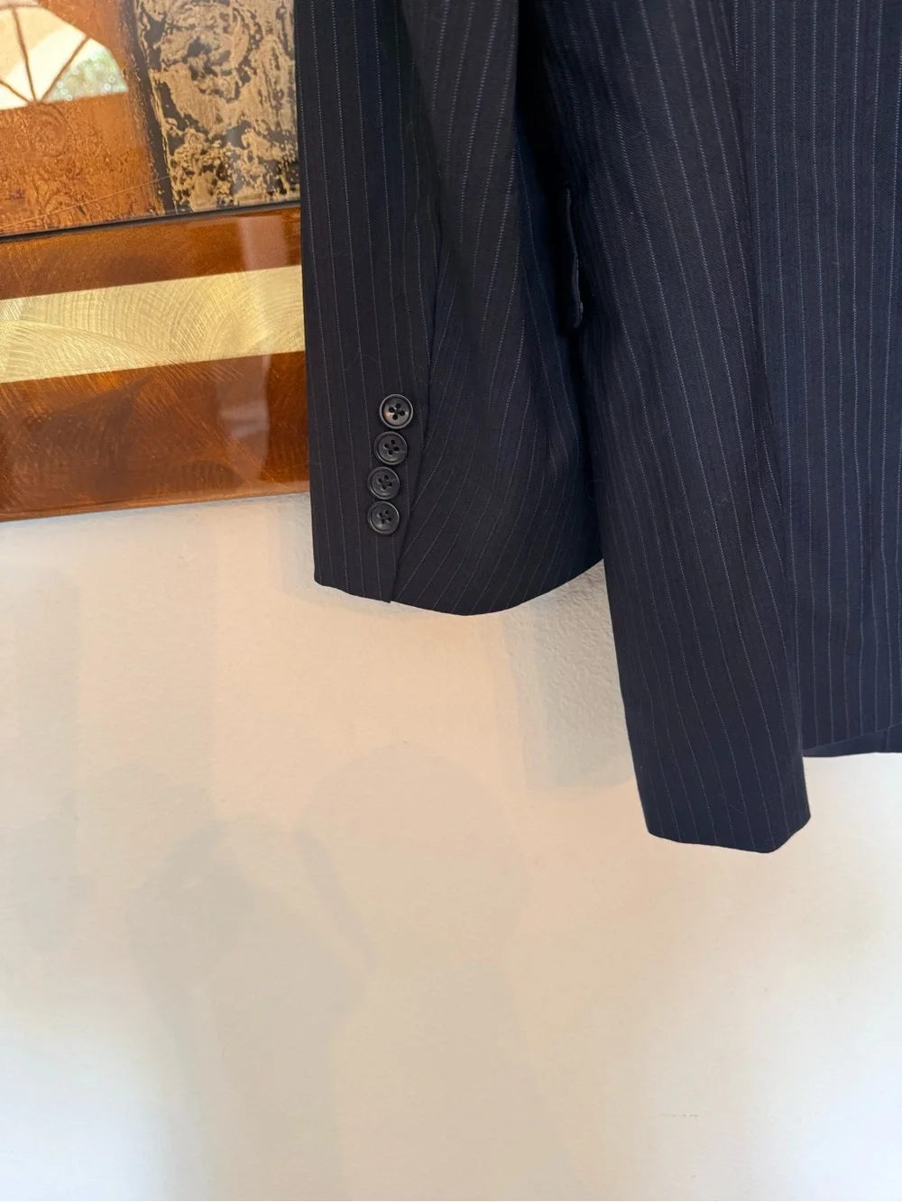 Perry Ellis Black Pinstripe Single-Breasted Suit Jacket